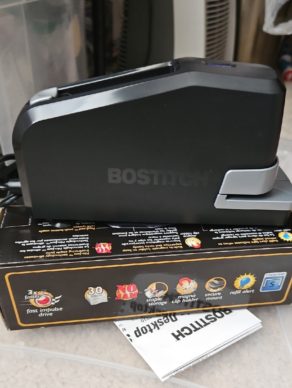 Bostitch Electric Stapler Impulse 30 Sheet Paper Capacity.